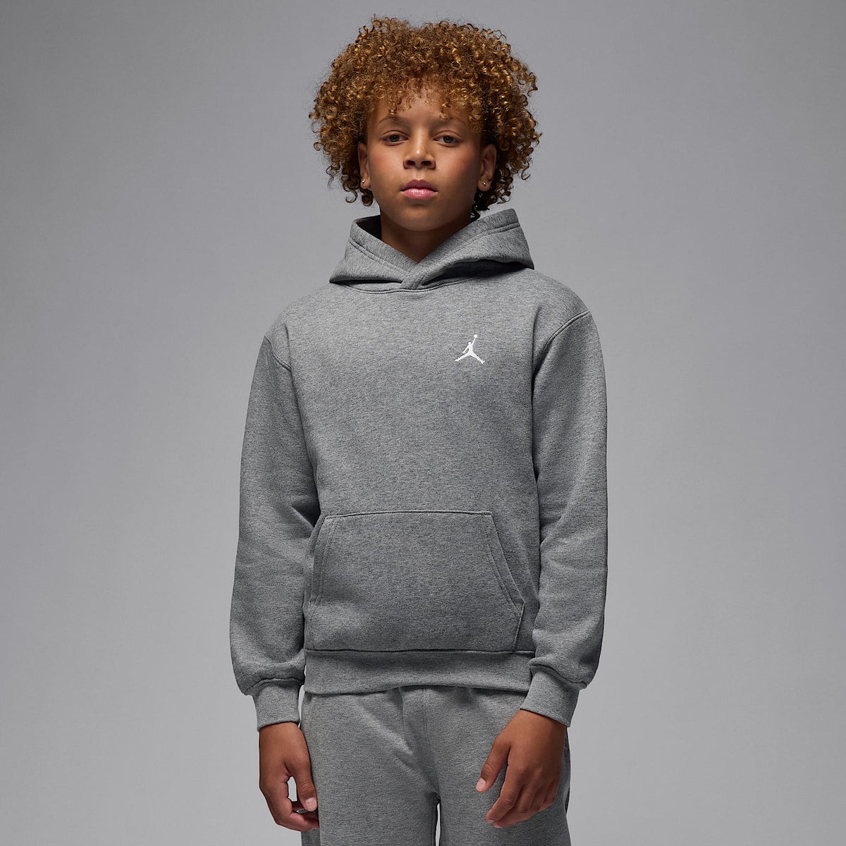 Sudadera con gorro sin cierre para niños talla grande Jordan Brooklyn Fleece – Carbono jaspeado – vista 1