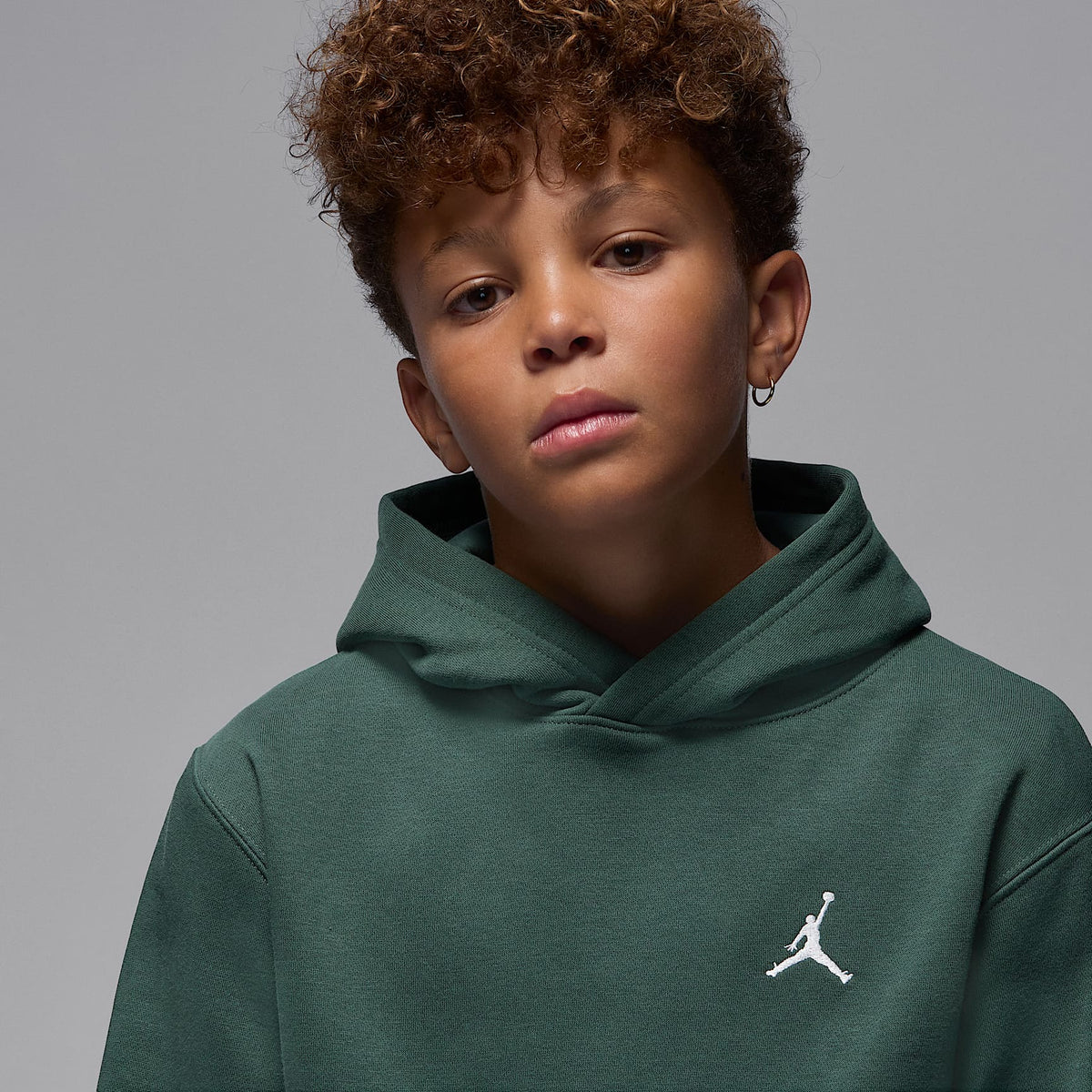 Sudadera con gorro sin cierre para niños talla grande Jordan Brooklyn Fleece – Verde medianoche – vista 3
