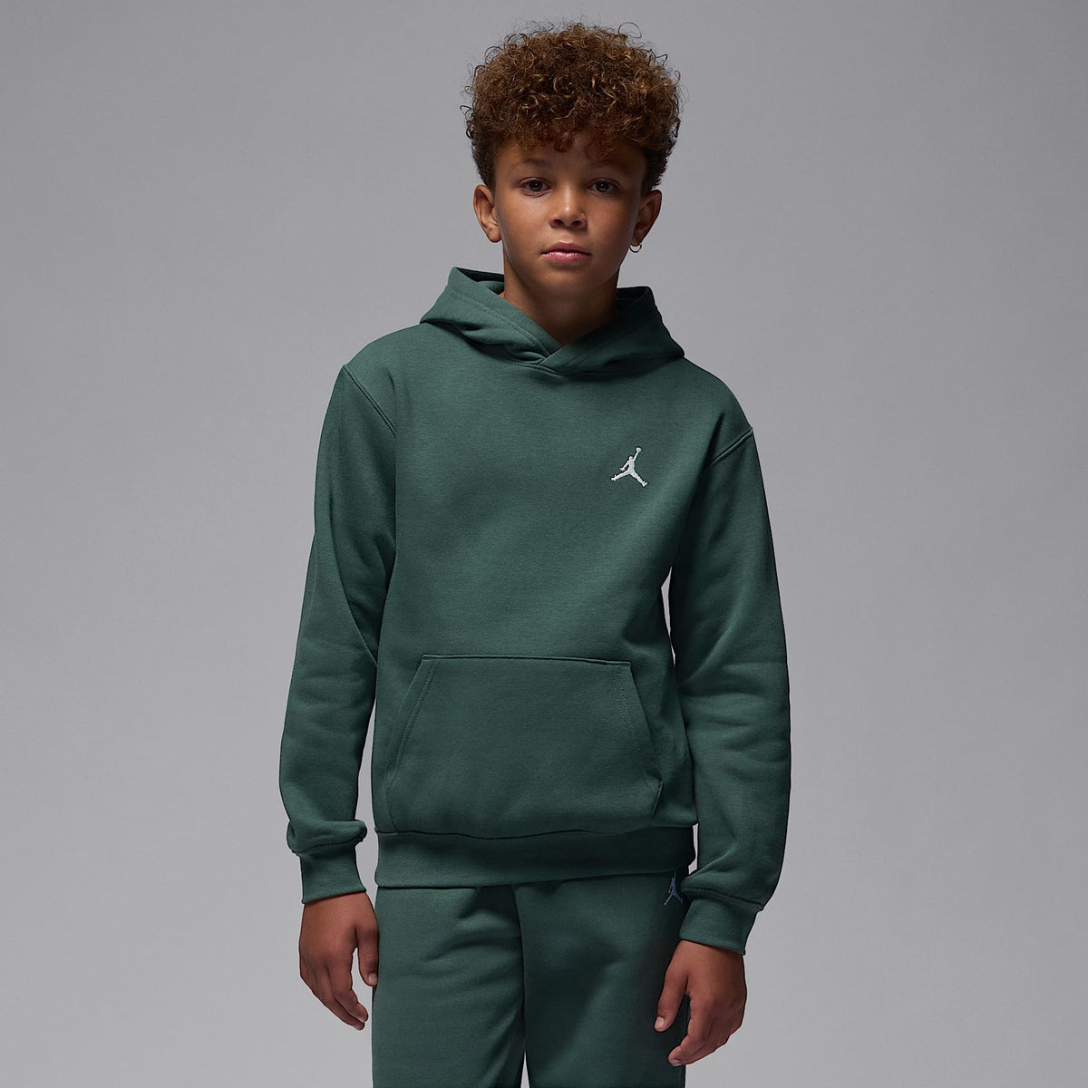 Sudadera con gorro sin cierre para niños talla grande Jordan Brooklyn Fleece – Verde medianoche – vista 1