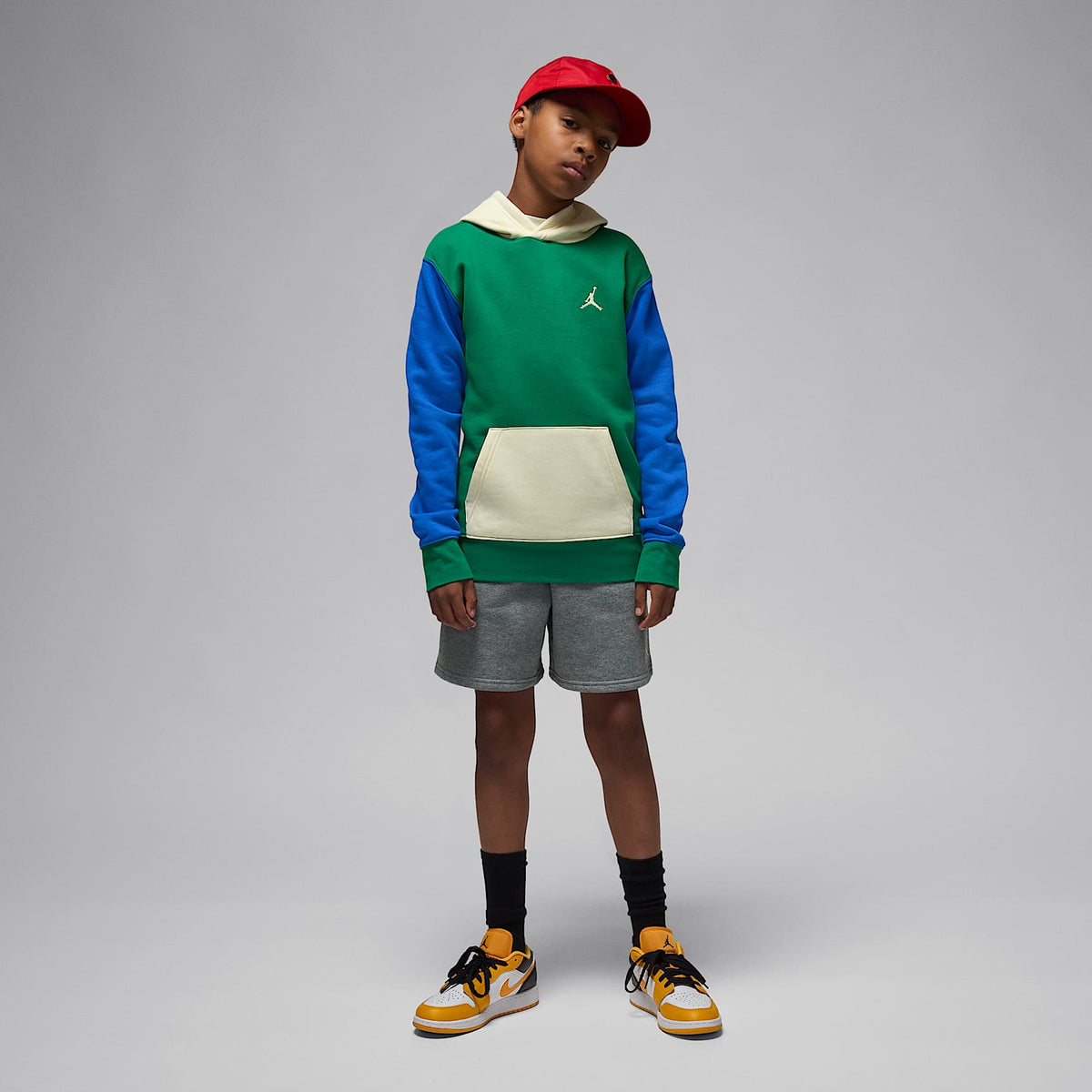 Shorts para niños talla grande Jordan Brooklyn Fleece – Carbono jaspeado – vista 7