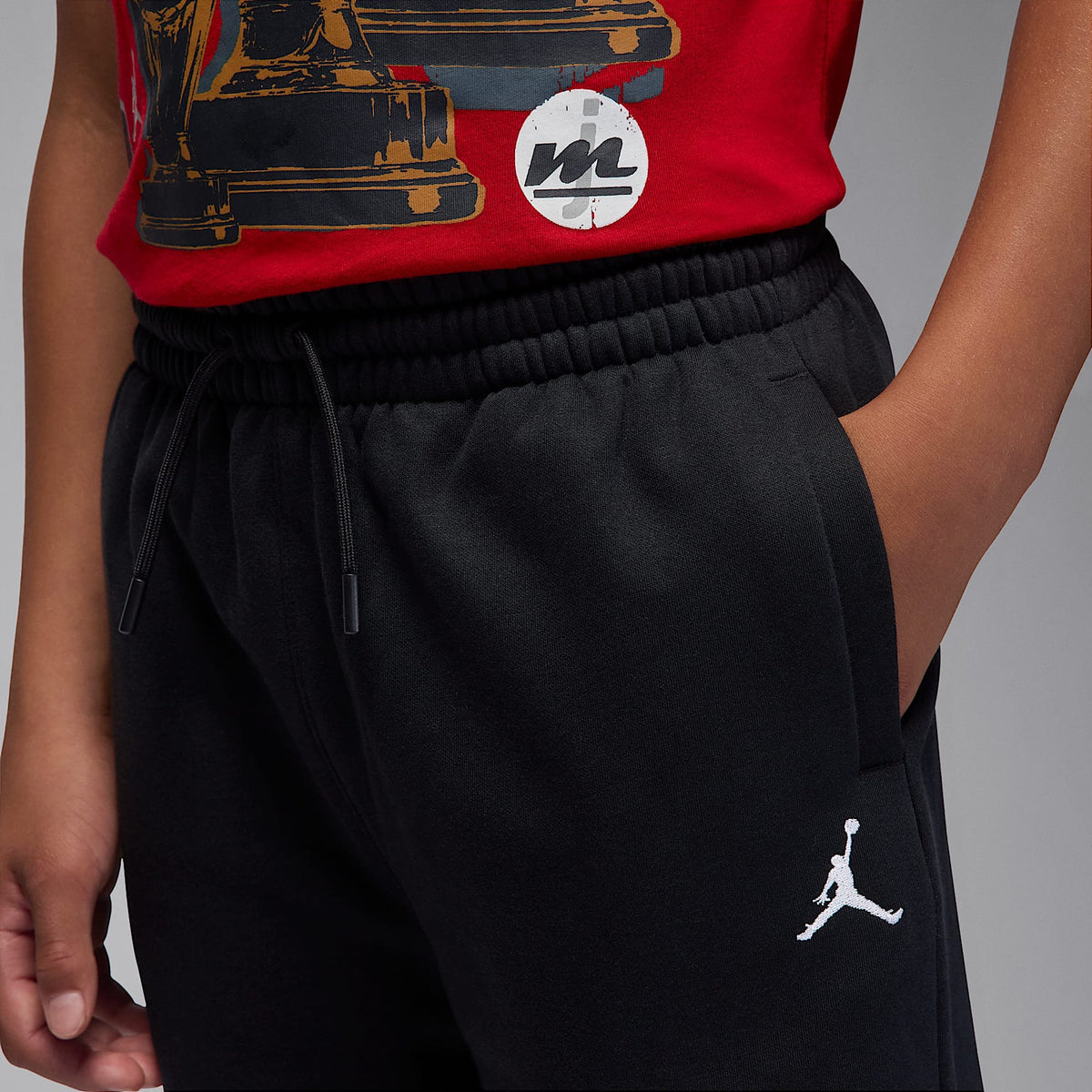 Pants de tejido Fleece Open para niños talla grande Jordan Brooklyn Essentials – Negro – vista 3