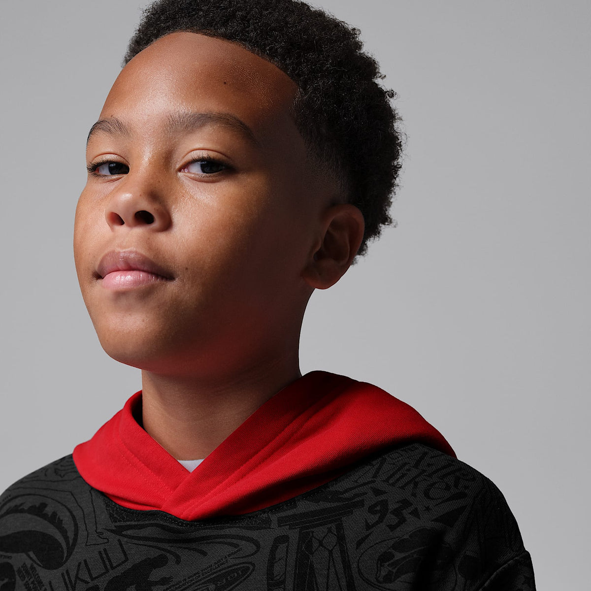 Sudadera con gorro sin cierre Brooklyn estampada para niños talla grande Jordan – Gris humo oscuro – vista 3