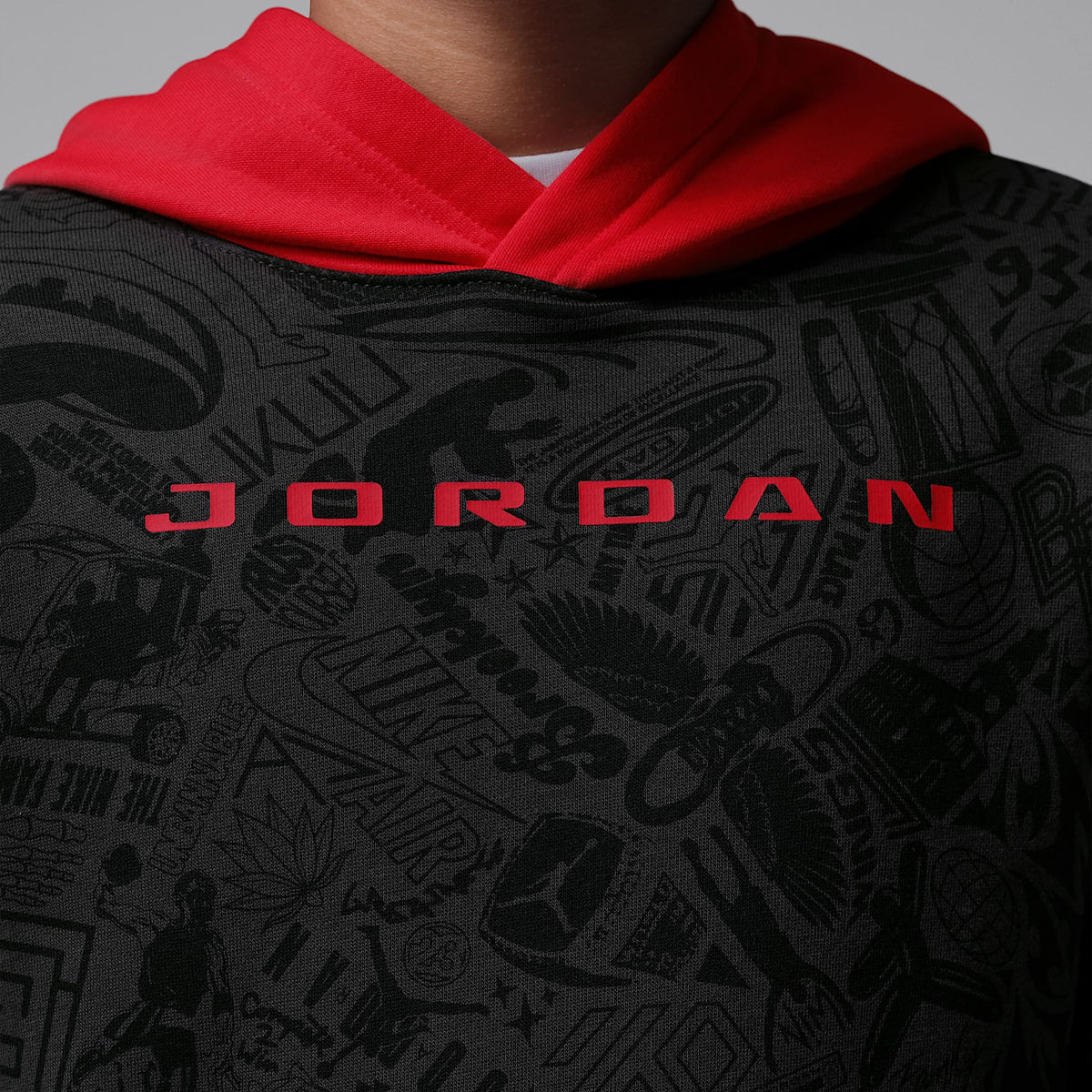 Sudadera con gorro sin cierre Brooklyn estampada para niños talla grande Jordan – Gris humo oscuro – vista 4