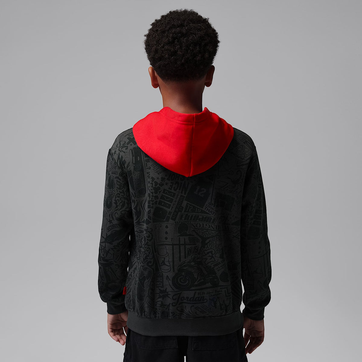 Sudadera con gorro sin cierre Brooklyn estampada para niños talla grande Jordan – Gris humo oscuro – vista 2