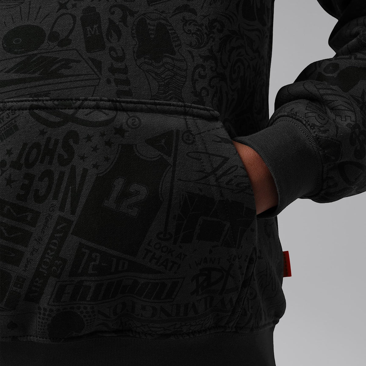 Sudadera con gorro sin cierre Brooklyn estampada para niños talla grande Jordan – Gris humo oscuro – vista 5