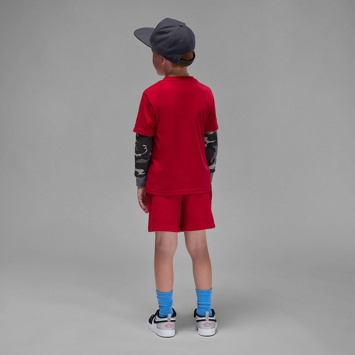 Conjunto de shorts de 2 piezas de French Terry Jordan Brooklyn Essentials para preescolar – Rojo gimnasio – vista 2