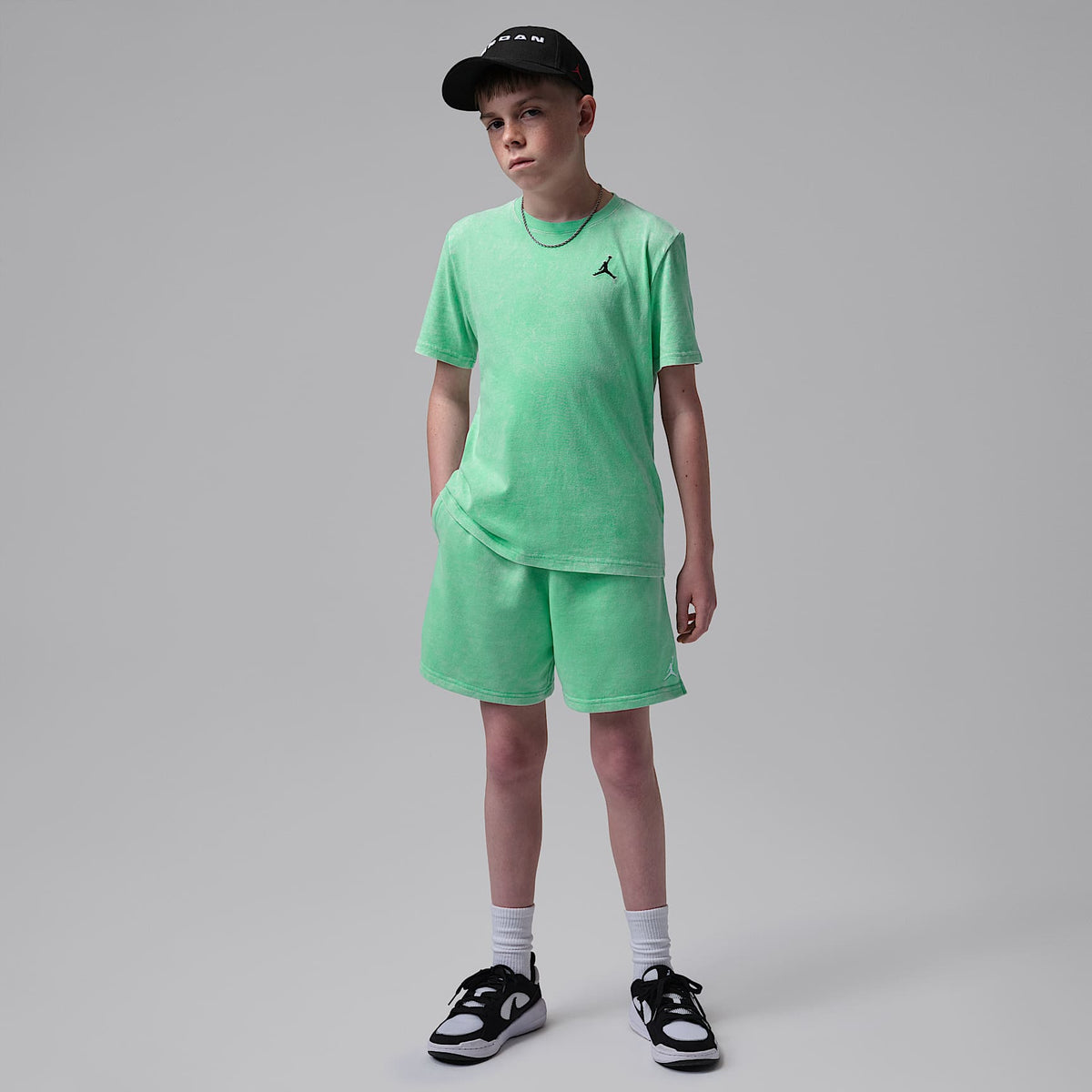 Shorts de French Terry con efecto lavado Brooklyn para niños talla grande Jordan – Verde resplandor – vista 6