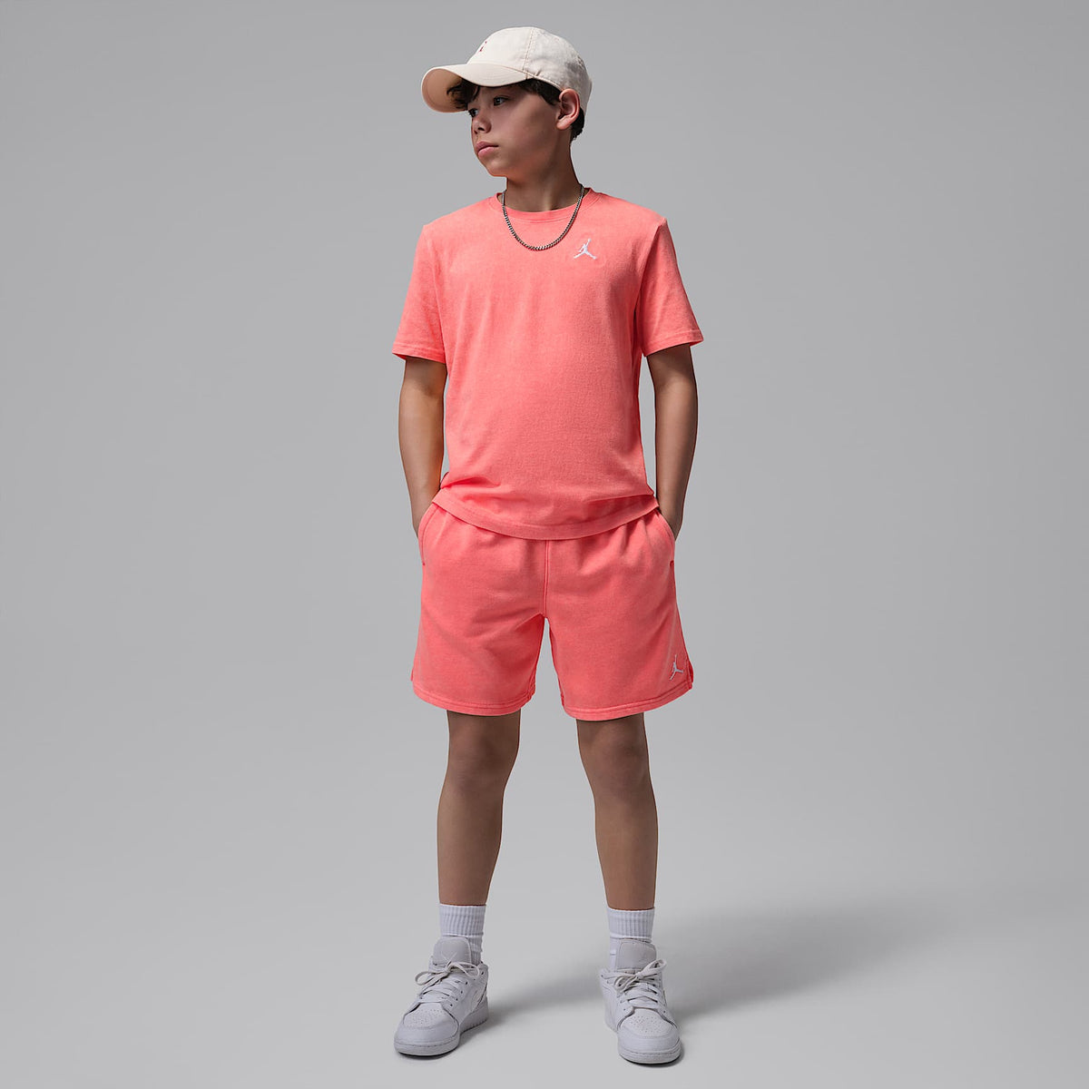 Shorts de French Terry con efecto lavado Brooklyn para niños talla grande Jordan – Mango brillante – vista 7