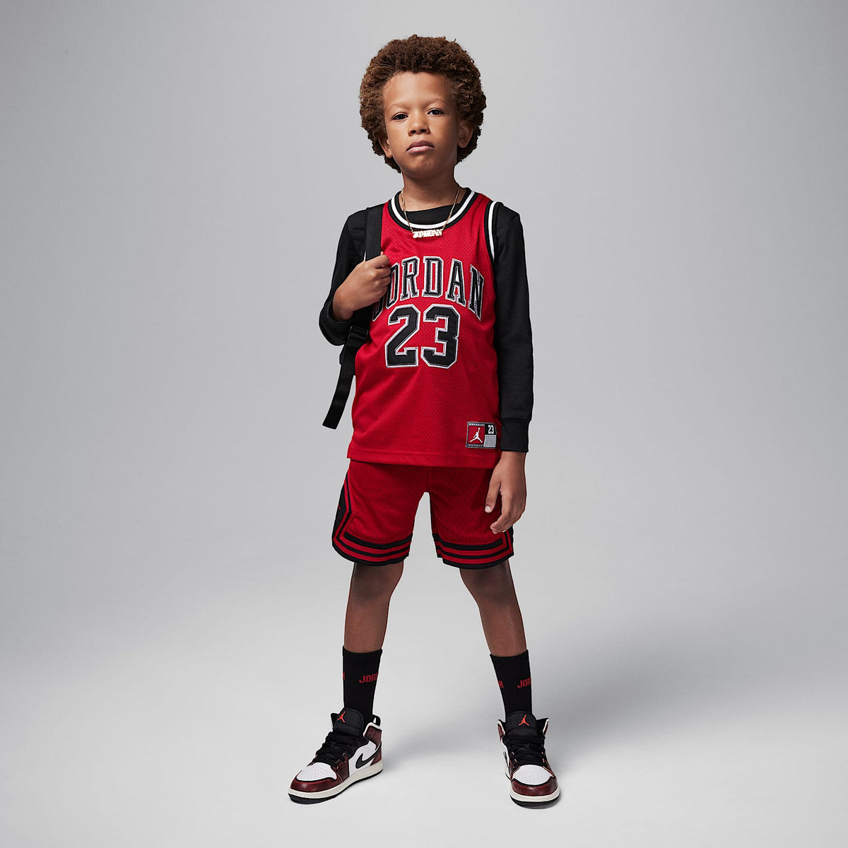 Shorts deportivos Dri-FIT con diseño de diamante para niños talla pequeña Jordan – Rojo gimnasio – vista 6