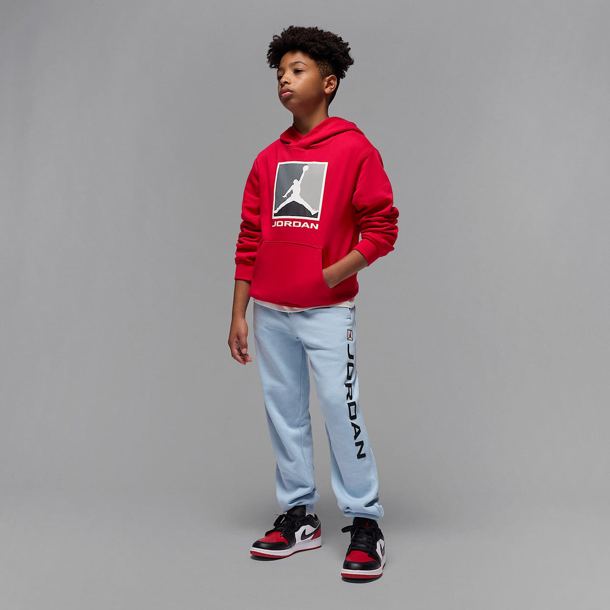 Sudadera con gorro sin cierre de tejido Fleece Baseline para niños talla grande Jordan Essentials – Rojo – vista 7