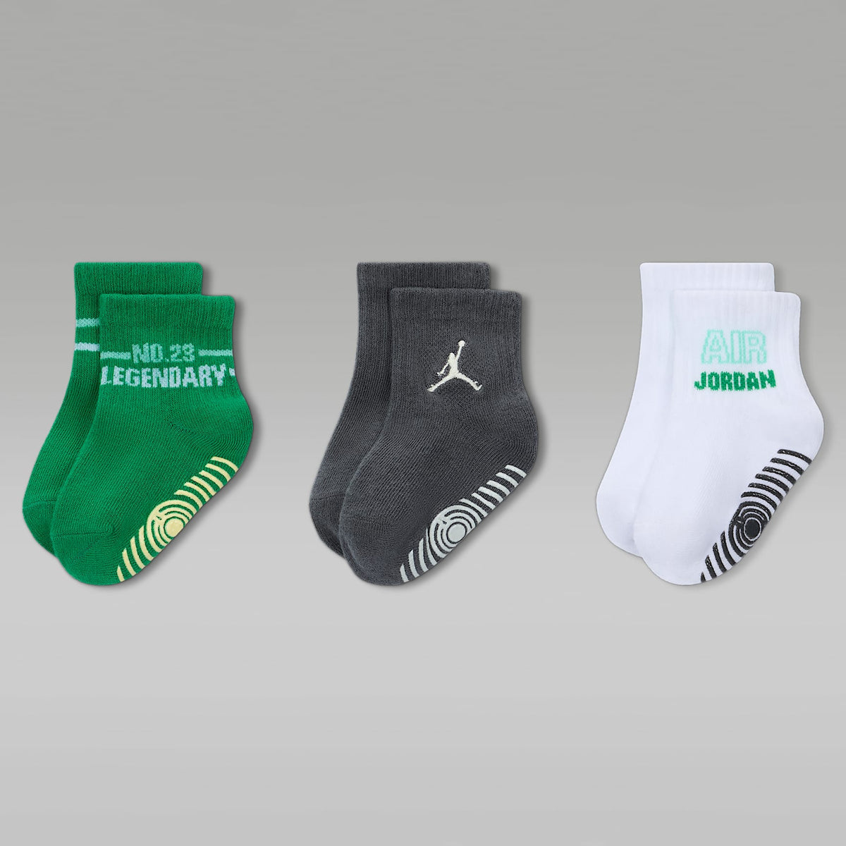 Calcetines de agarre para bebé Jordan Legendary (3 pares) – Verde suerte – vista 1