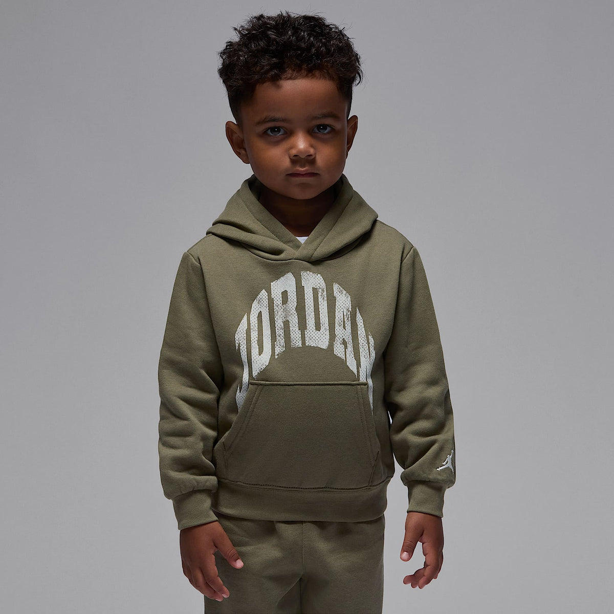 Conjunto de sudadera con gorro sin cierre con tejido Fleece de 2 piezas infantil Jordan MVP – Oliva medio – vista 3