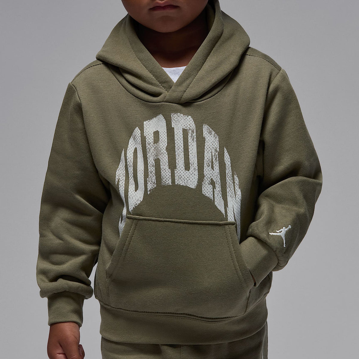 Conjunto de sudadera con gorro sin cierre con tejido Fleece de 2 piezas infantil Jordan MVP – Oliva medio – vista 5