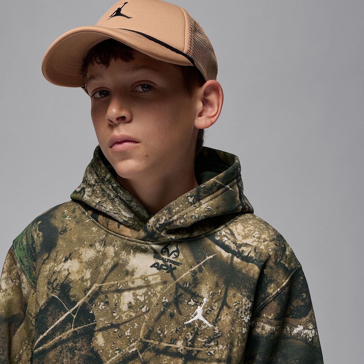 Sudadera con gorro sin cierre Realtree para niños talla grande Jordan – Oliva medio – vista 3