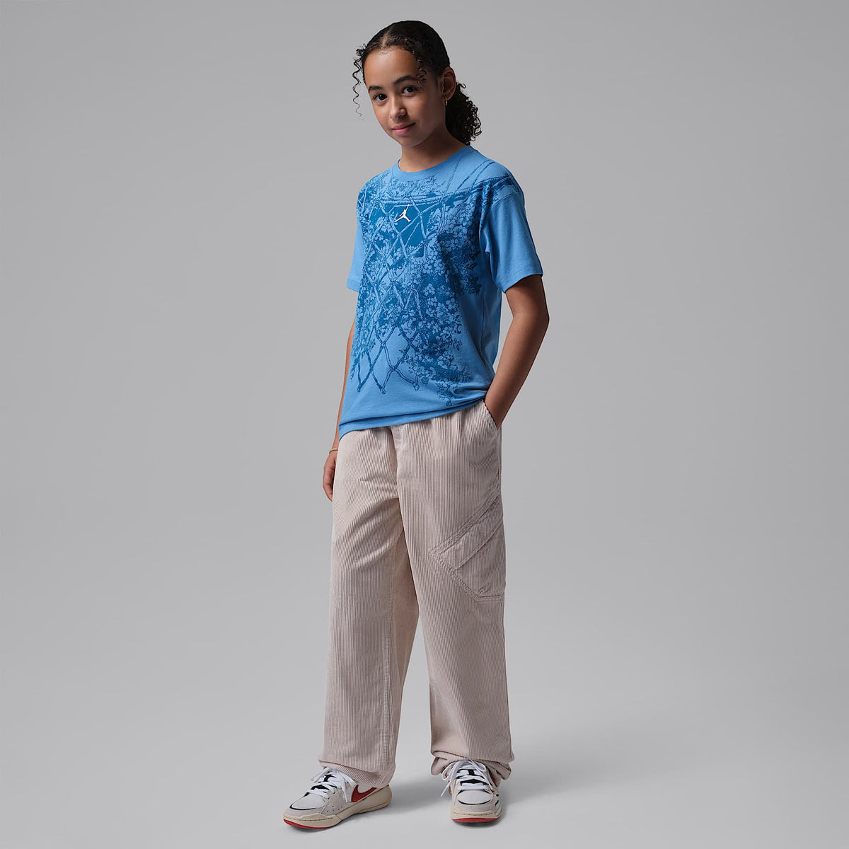 Playera Net Bouquet para niños talla grande Jordan – Azul extremo – vista 5