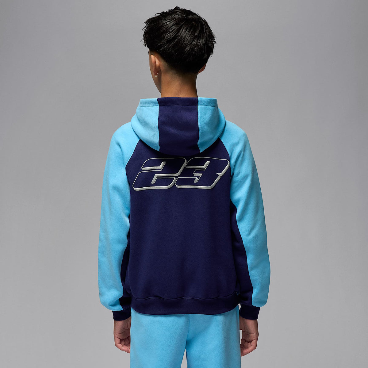 Sudadera con gorro sin cierre de tejido Fleece para niños talla grande Jordan Mountainside – Azul vacío – vista 2