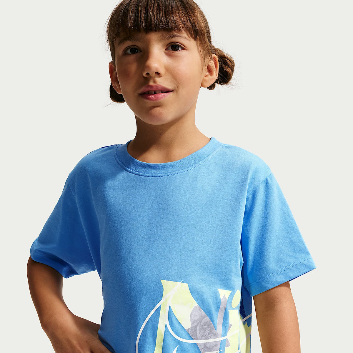 Playera de corte cuadrado para niños talla pequeña Nike Move With Nature – Azul – vista 1