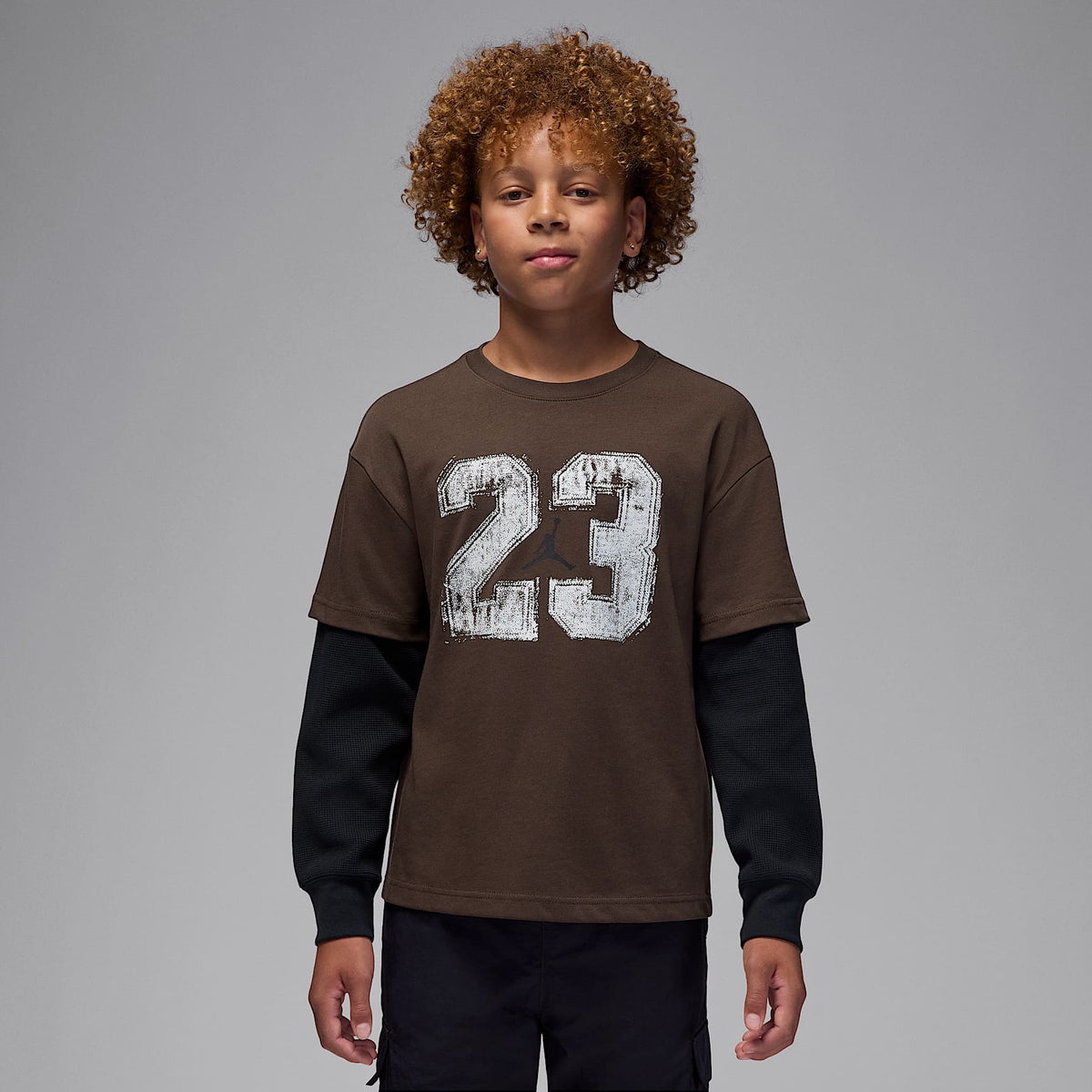 Playera de dos capas para niños talla grande Jordan MVP – Marrón barroco – vista 1