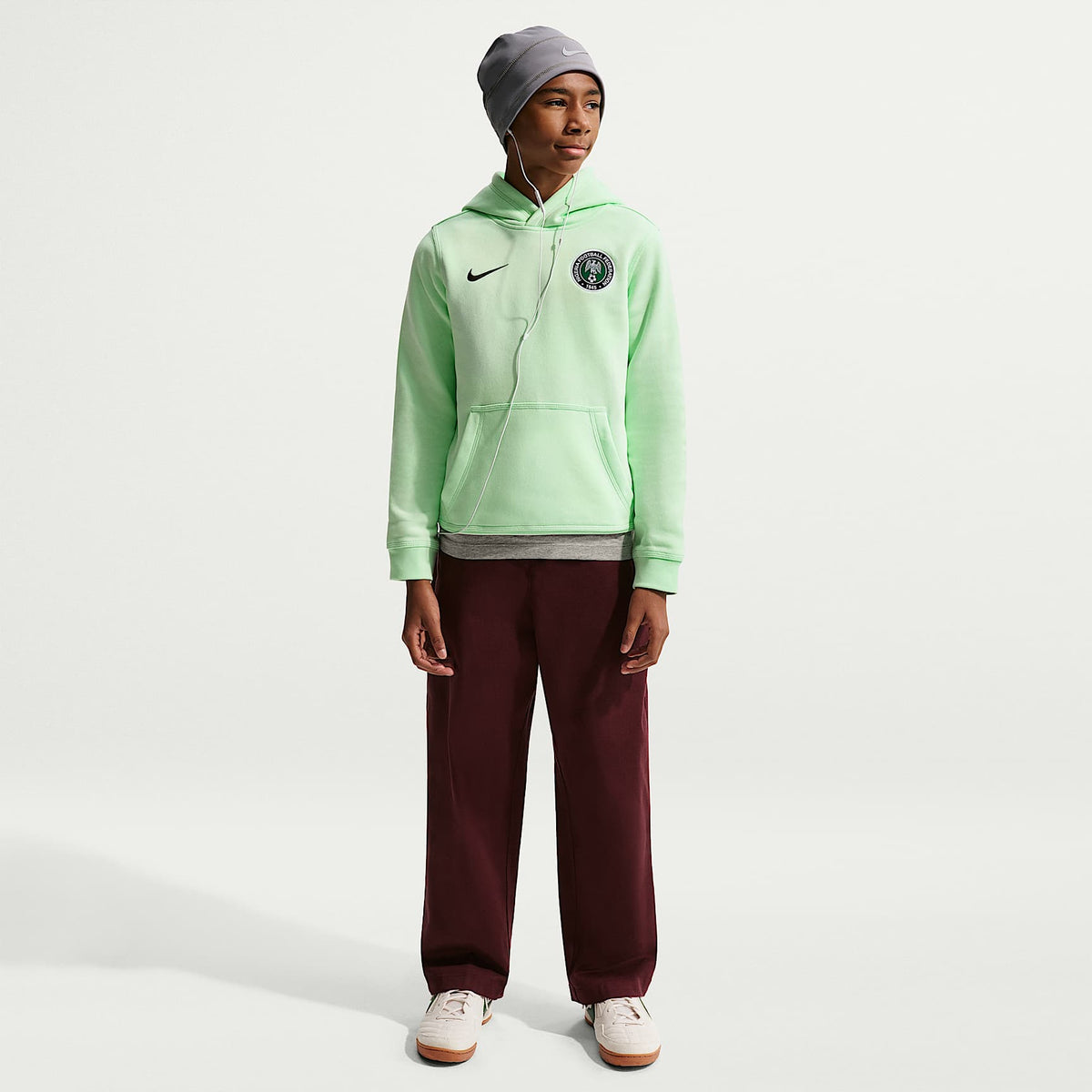 Sudadera con gorro sin cierre Nike para niño talla grande Nigeria Club – Verde vapor/Negro – vista 4