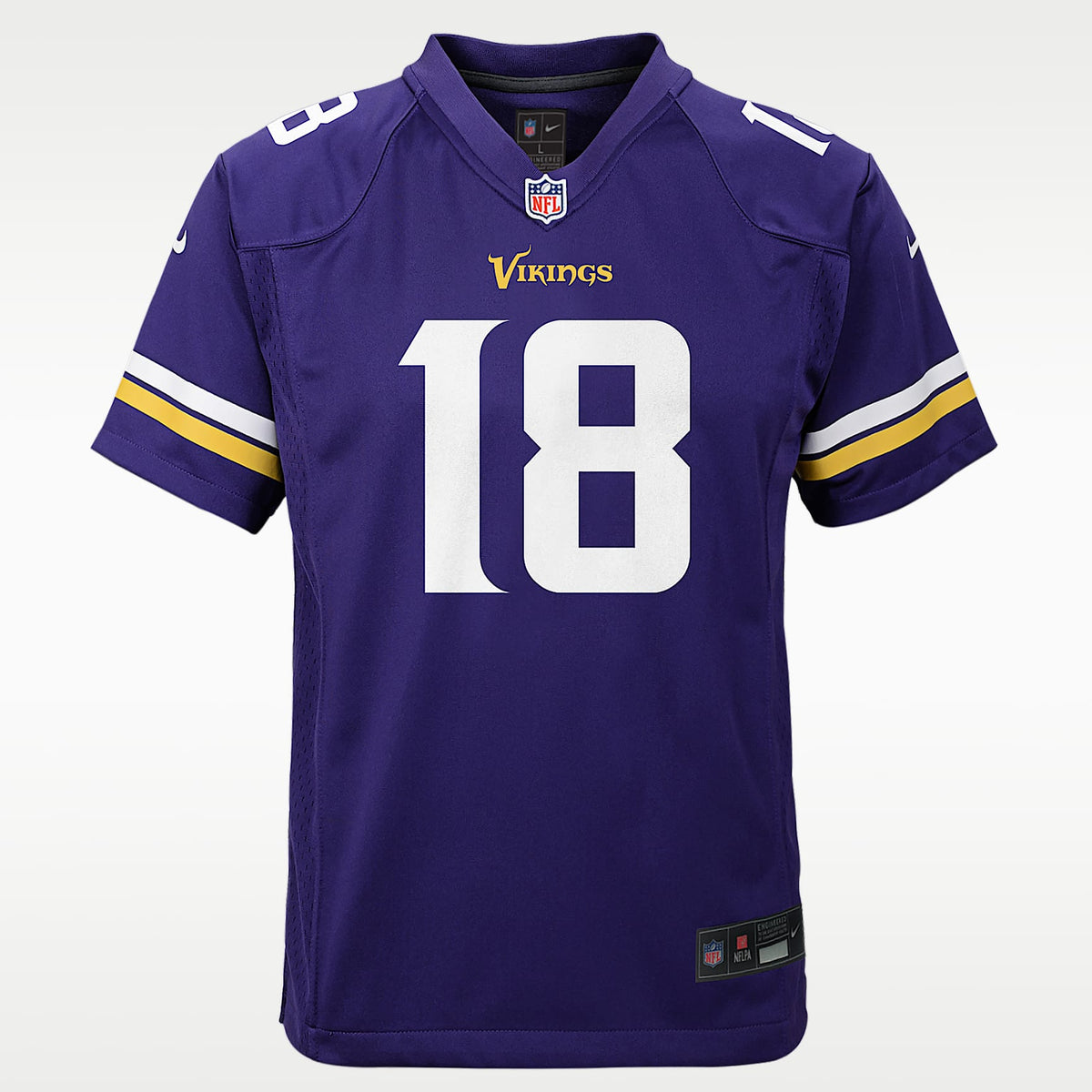 Jersey Nike de la NFL Game para niños talla grande Justin Jefferson Minnesota Vikings 2024 – Morado – vista 1