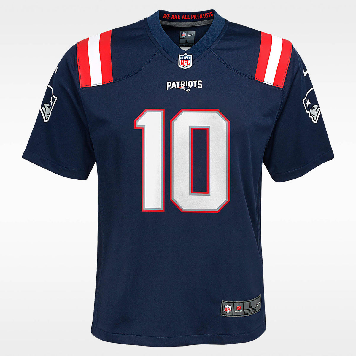 Jersey Nike de la NFL Game para niños talla grande Drake Maye New England Patriots – Azul marino – vista 1