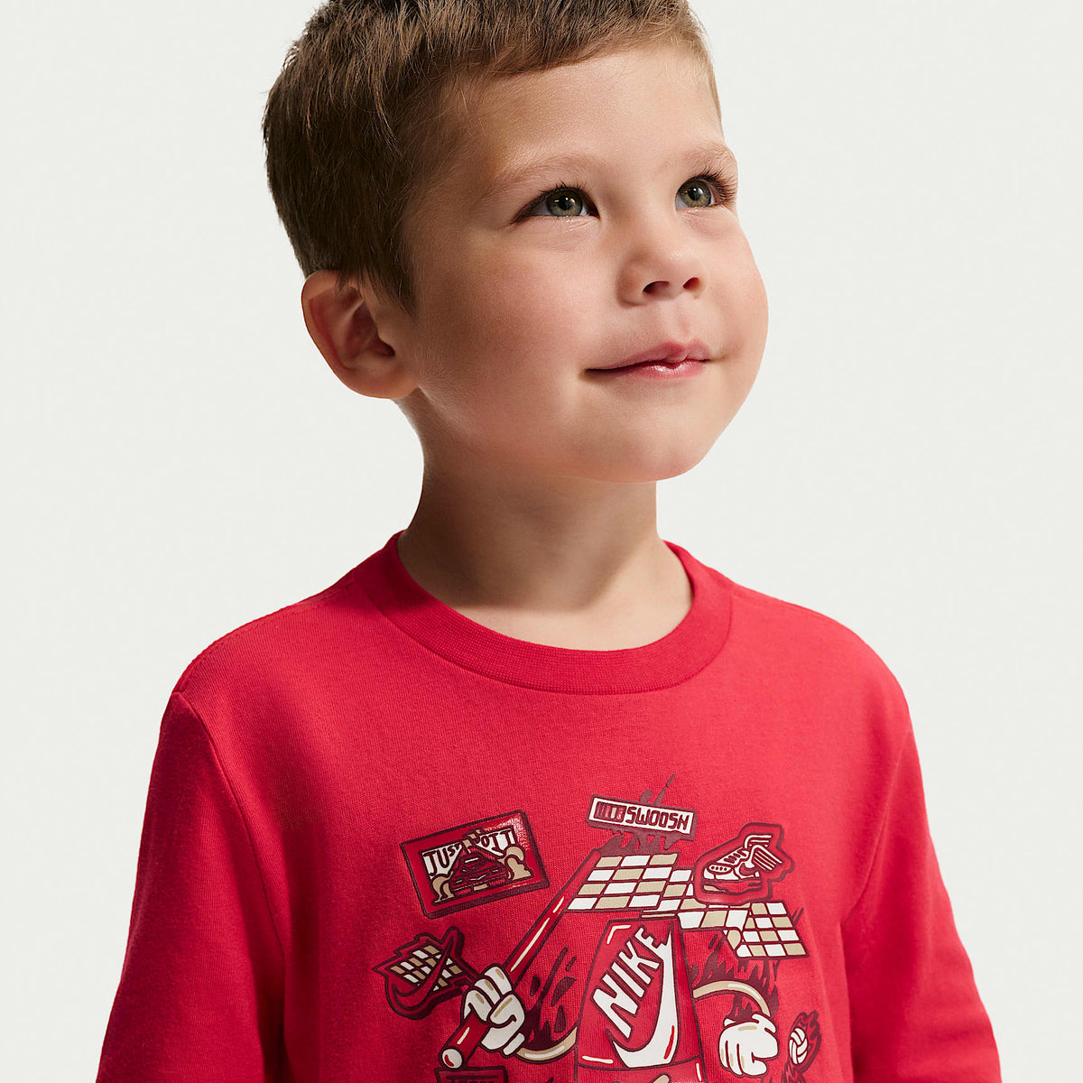 Playera de manga larga de corte cuadrado infantil Nike – Rojo universitario – vista 3
