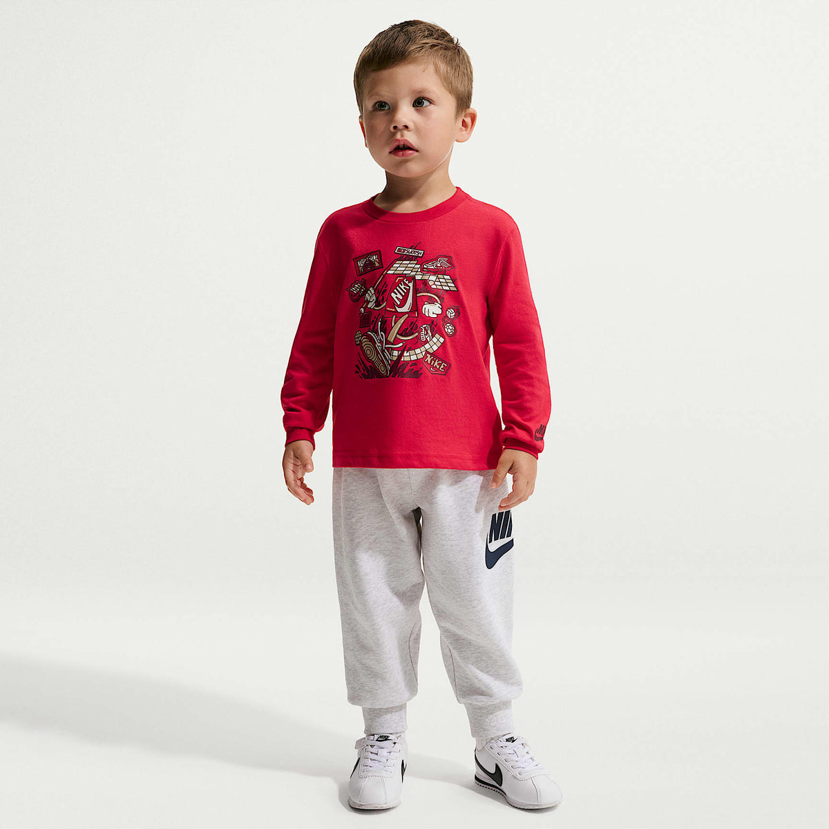Playera de manga larga de corte cuadrado infantil Nike – Rojo universitario – vista 4