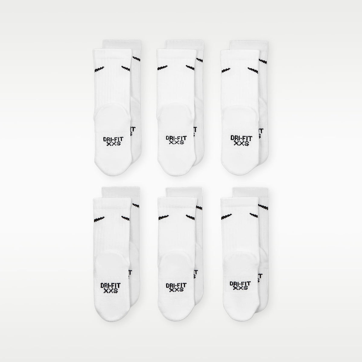 Calcetas Dri-FIT para niños (6 pares) Nike Performance Basics – Blanco/Negro – vista 3