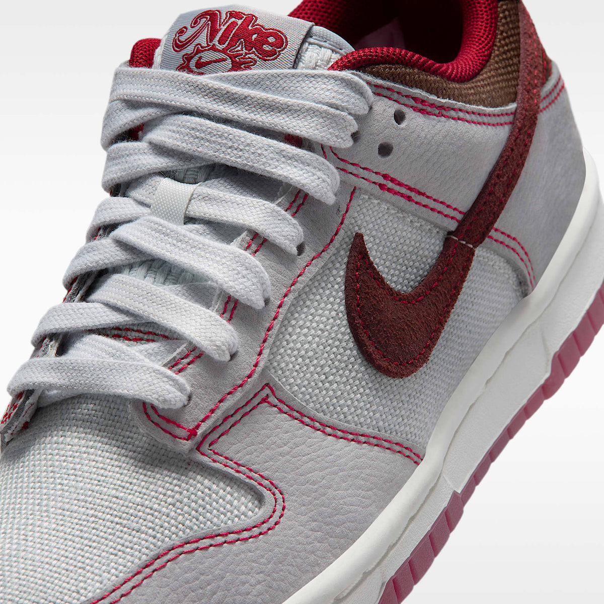 Nike Dunk Low LV8 1 – Platino puro/Gris lobo/Rojo team/Burdeos enérgico – vista 7