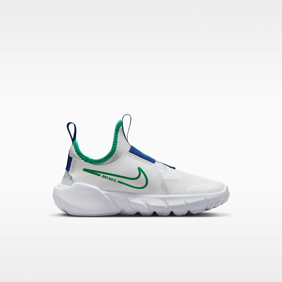Nike Flex Runner 2 – Blanco cumbre/Platino puro/Azul royal intenso/Verde estadio – vista 3