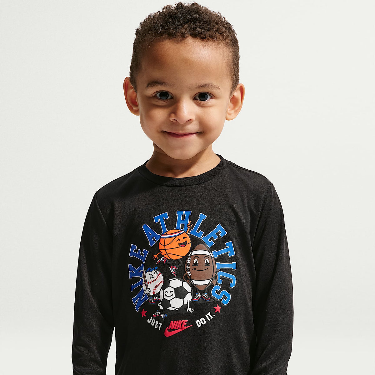 Playera de manga larga Dri-FIT con gráfico infantil Nike – Negro – vista 1