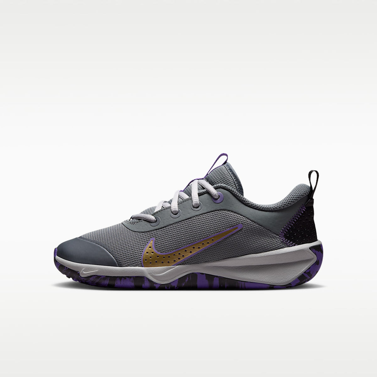 Nike Omni Multi-Court – Gris humo/Uva acción/Gris humo claro/Oro metalizado – vista 1