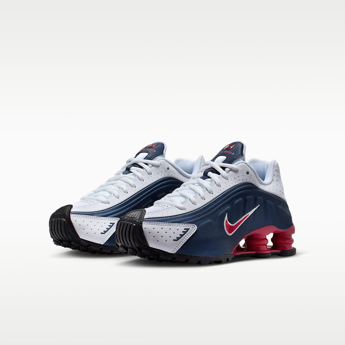 Nike Shox R4 – Azul marino medianoche/Blanco/Plata metalizado/Rojo gimnasio – vista 5