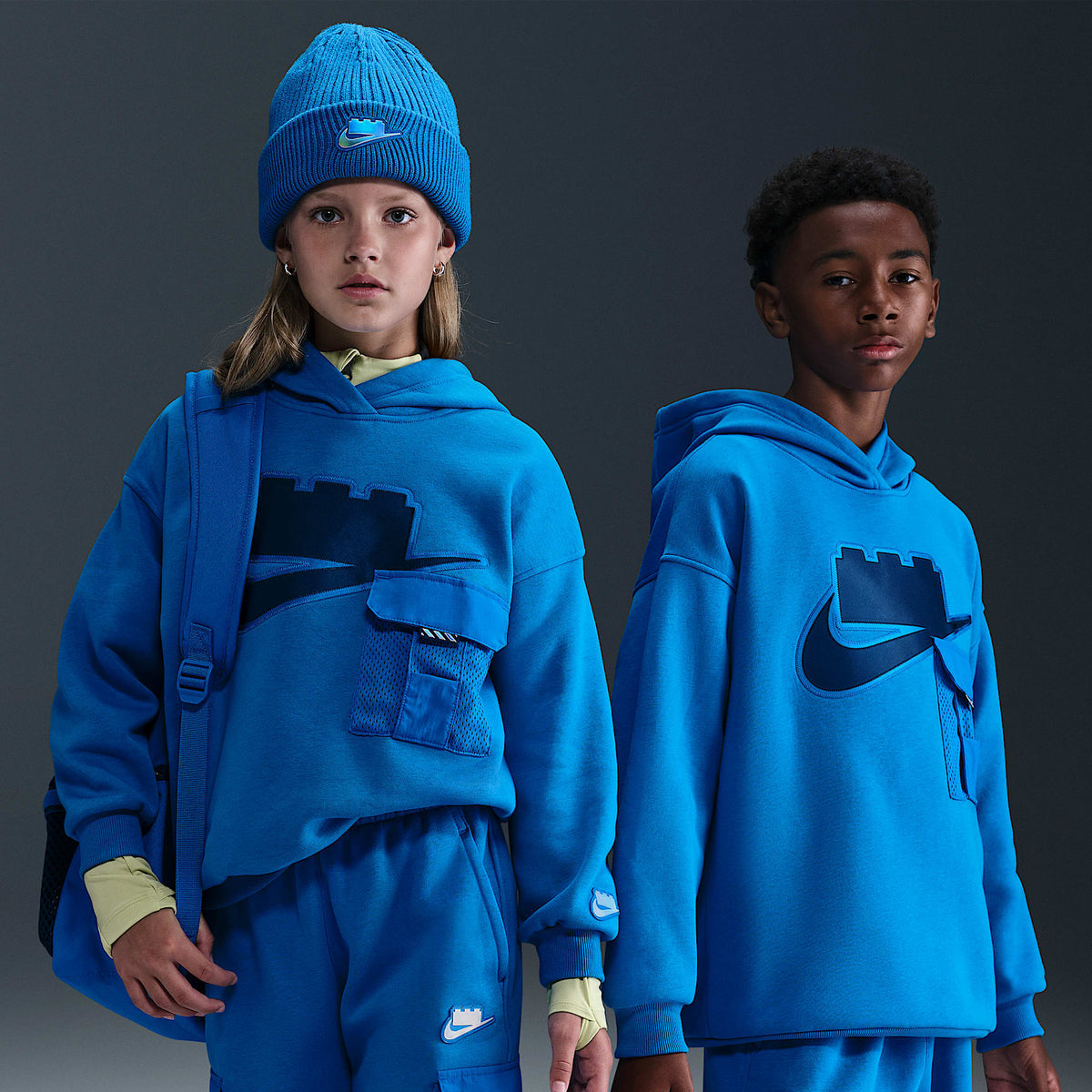 Sudadera con gorro sin cierre oversized para niños talla grande Nike x LEGO® Collection – Cobalto motor/Cobalto motor – vista 1