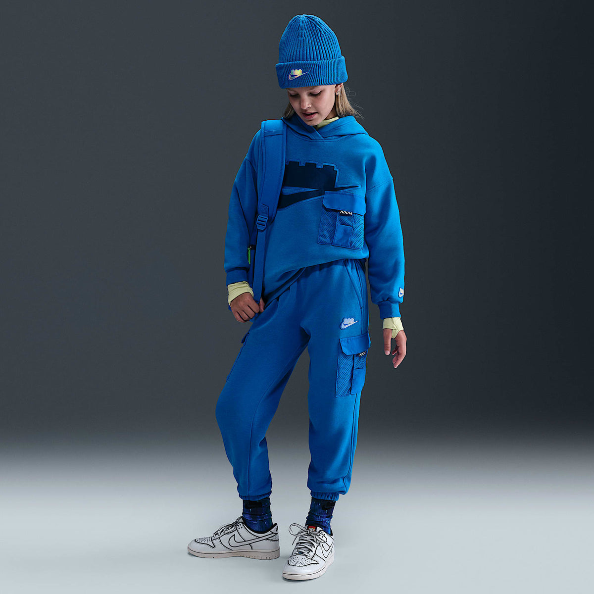 Sudadera con gorro sin cierre oversized para niños talla grande Nike x LEGO® Collection – Cobalto motor/Cobalto motor – vista 6
