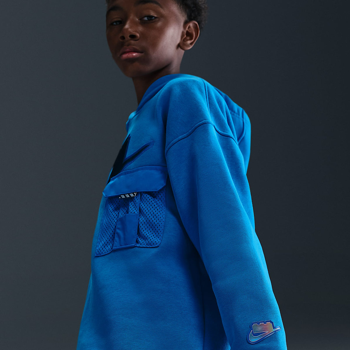 Sudadera con gorro sin cierre oversized para niños talla grande Nike x LEGO® Collection – Cobalto motor/Cobalto motor – vista 5