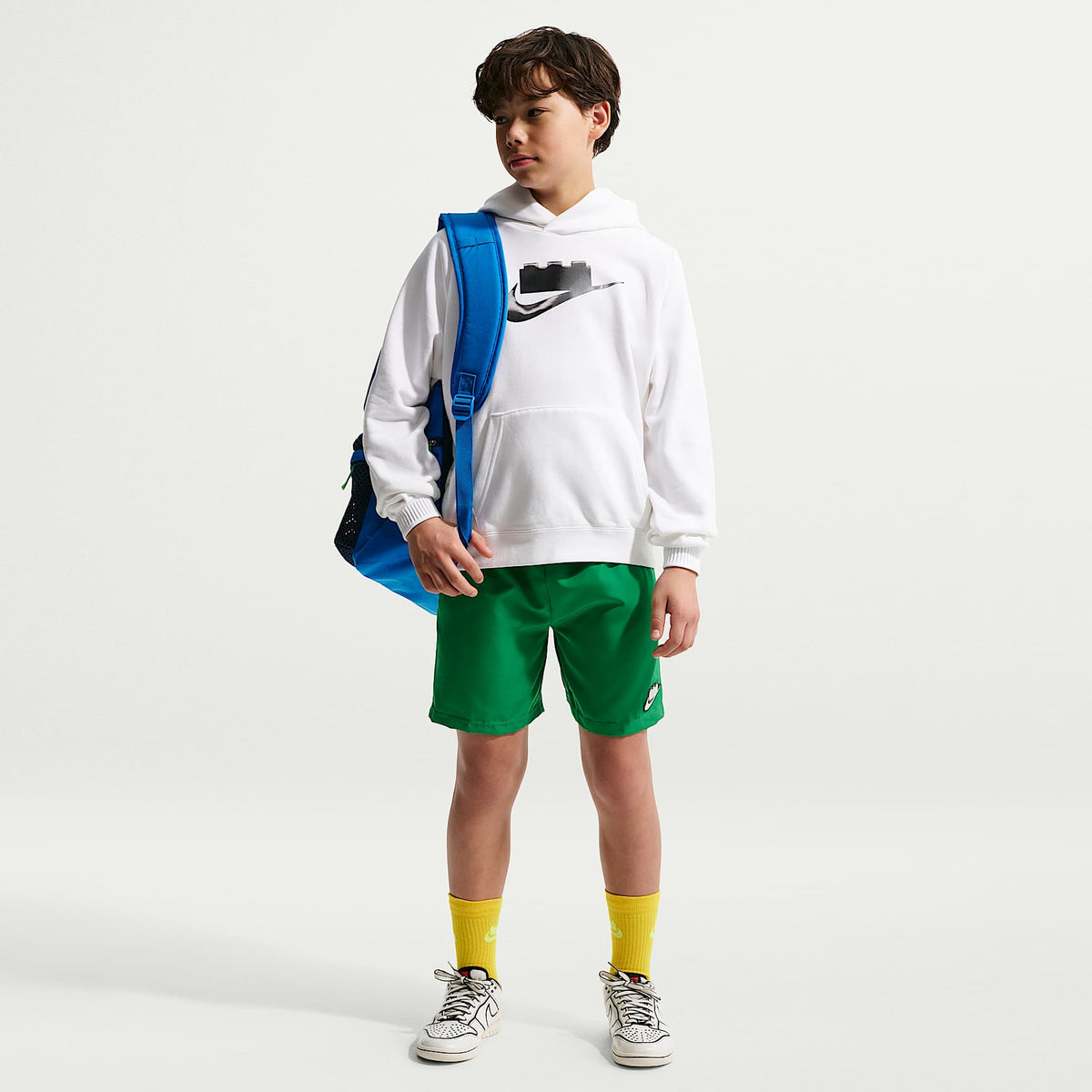 Sudadera con gorro para niños de talla grande Nike x LEGO® Collection – Blanco/Gris humo – vista 7