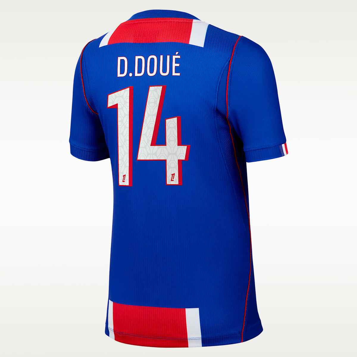 Jersey de futbol Nike Dri-FIT de Désiré Doué del Paris Saint-Germain local 2026/27 Stadium para niños grandes – Azul/Rojo – vista 1