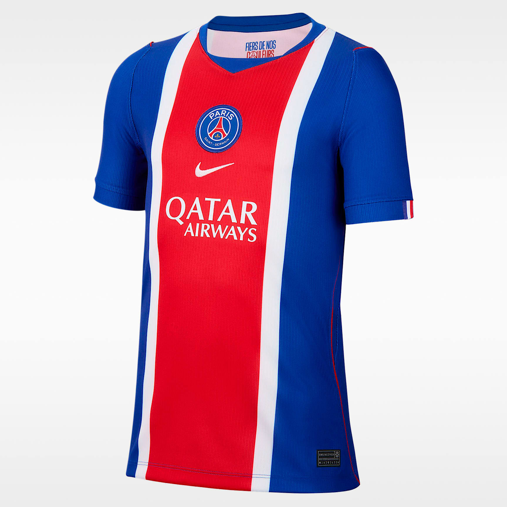 Jersey de futbol Nike Dri-FIT del Paris Saint-Germain local 2026/27 Stadium de Khvicha Kvaratskhelia para niños talla grande – Azul/Rojo – vista 2