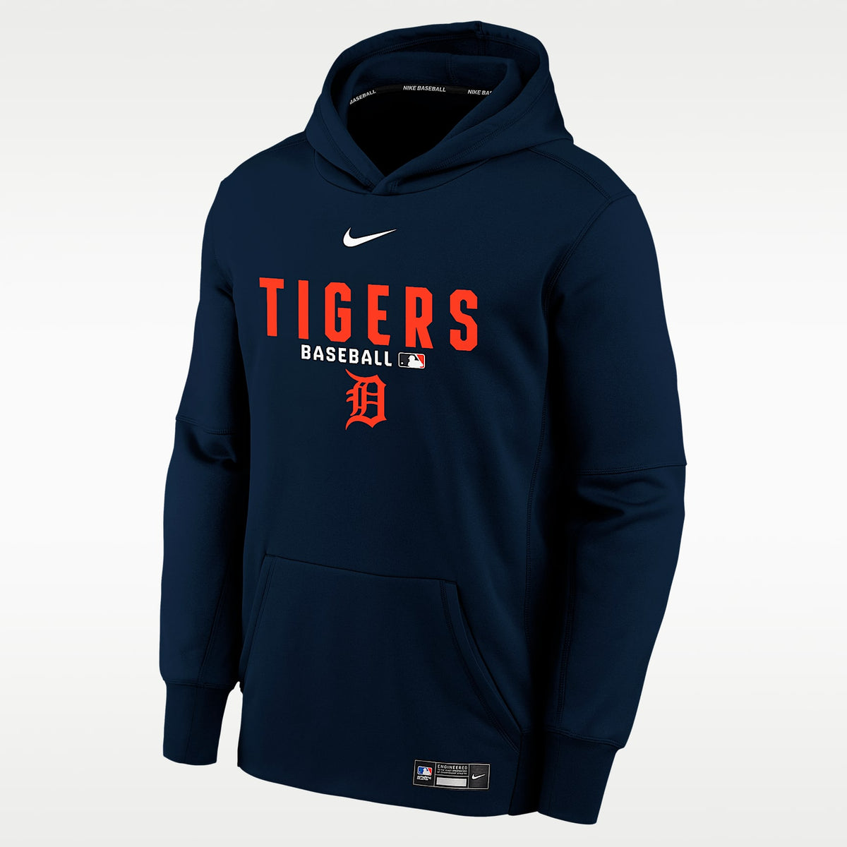 Sudadera con gorro sin cierre Nike Therma-FIT de la MLB para niños talla grande Detroit Tigers Authentic Collection – Azul campo de juego – vista 1
