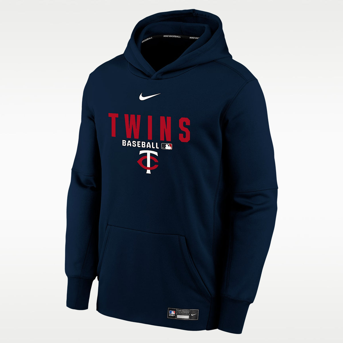 Sudadera con gorro sin cierre Nike Therma-FIT de la MLB para niños talla grande Minnesota Twins Authentic Collection – Azul campo de juego – vista 1