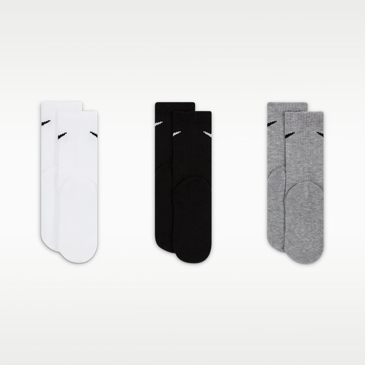 Calcetas para niños (3 pares) Nike Basics – Blanco/Gris oscuro jaspeado – vista 3