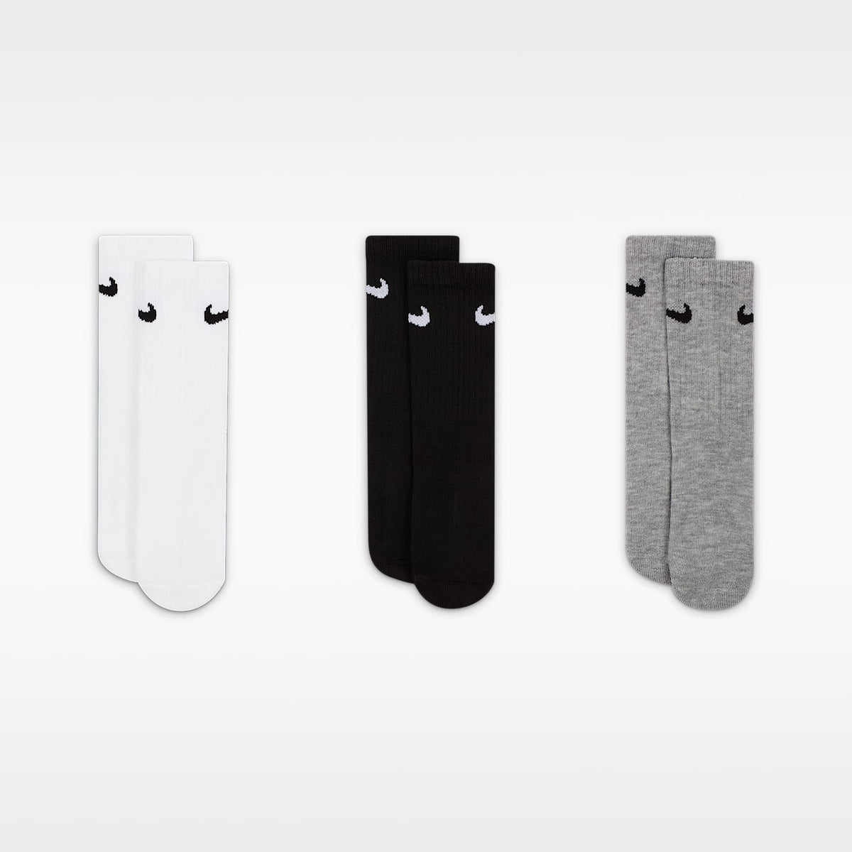 Calcetas para niños (3 pares) Nike Basics – Blanco/Gris oscuro jaspeado – vista 2