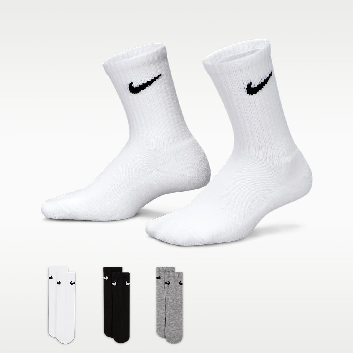 Calcetas para niños (3 pares) Nike Basics – Blanco/Gris oscuro jaspeado – vista 1