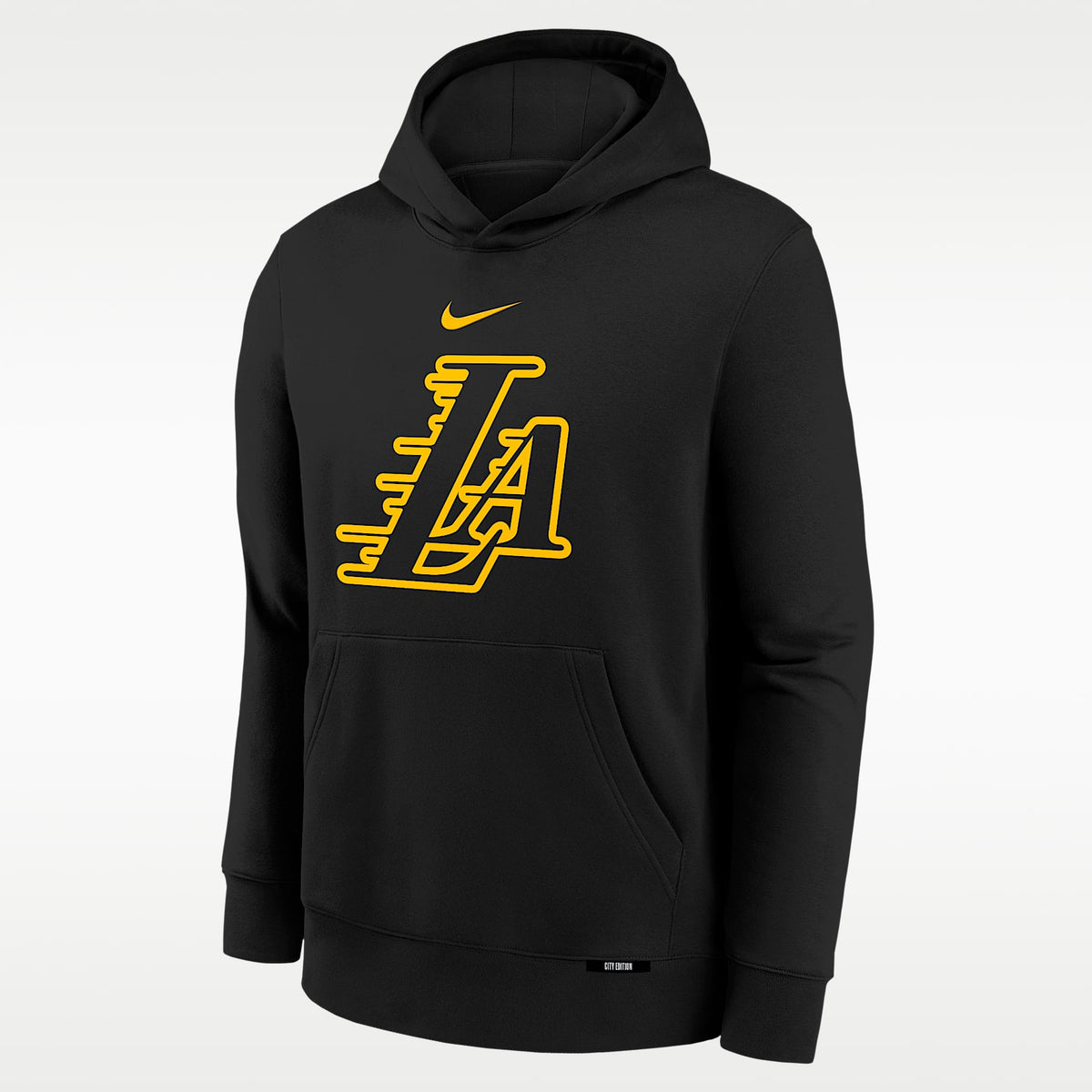 Sudadera con gorro de tejido Fleece para niños talla grande de los Los Ángeles Lakers Club Fleece City Edition – Negro – vista 1