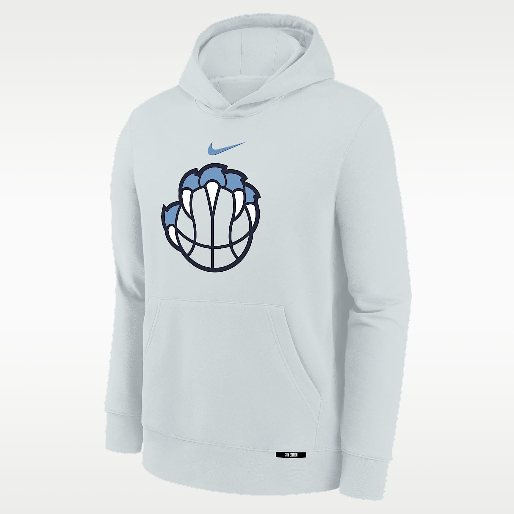 Sudadera con gorro de tejido Fleece para niños talla grande de los Memphis Grizzlies Club Fleece City Edition – Platino puro – vista 1