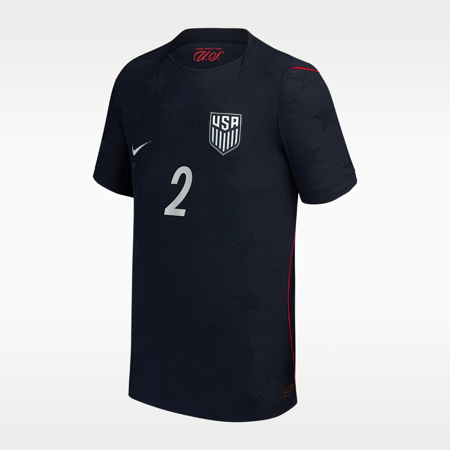 Jersey de futbol Nike Dri-FIT de Sergiño Dest del USMNT visitante 2026 Stadium para niños talla grande – Azul marino universitario – vista 2