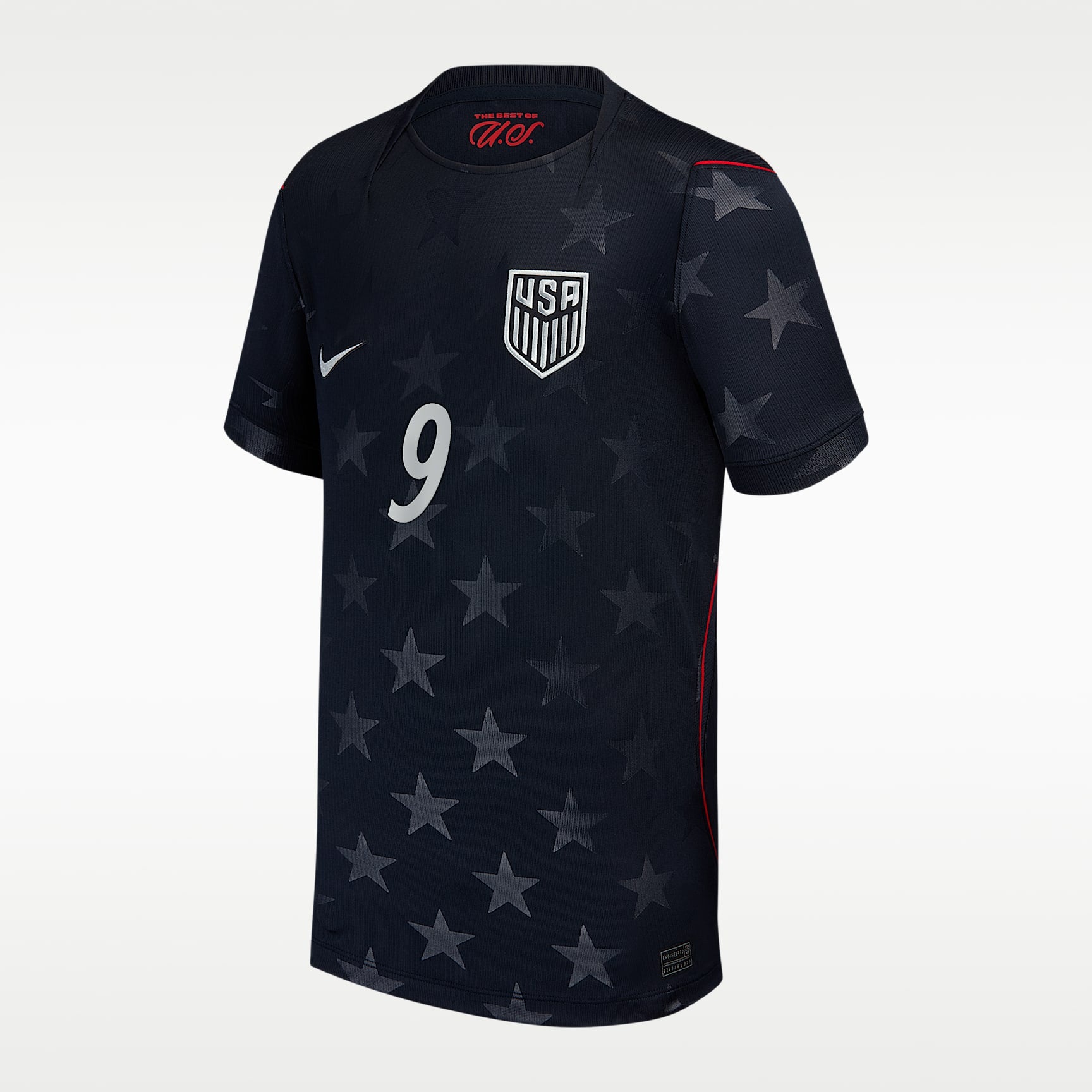 Jersey de futbol Dri-FIT de Ricardo Pepi del USMNT visitante 2026 Stadium para niños talla grande – Azul marino universitario – vista 2