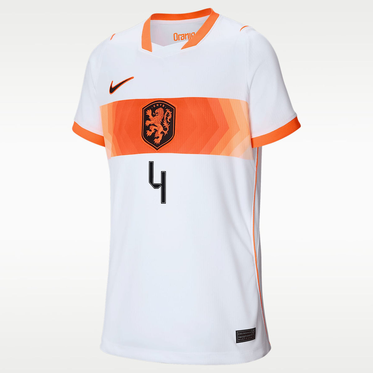 Jersey de fútbol Nike Dri-FIT de la selección nacional de Países Bajos visitante 2026 Stadium Virgil van Dijk para niños talla grande – Blanco – vista 2