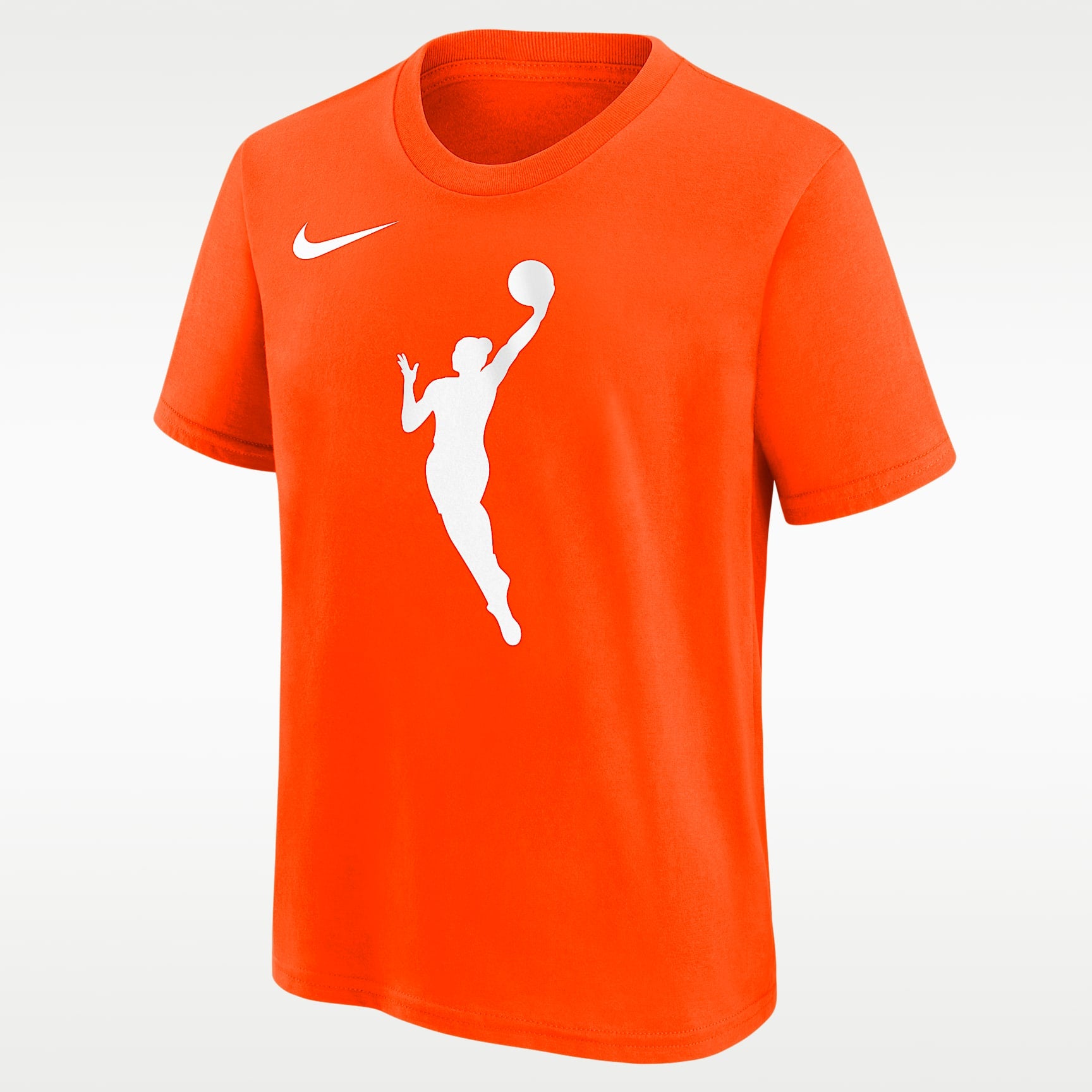 Playera de manga corta Nike WNBA para niñas talla grande Team 13 – Naranja brillante – vista 1